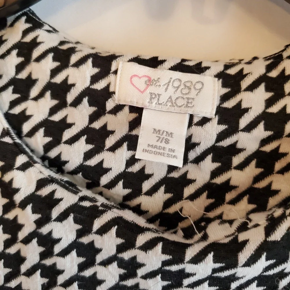 The‎ Children's Place Houndstooth Dress Size 7/8 Medium Black White Holiday
